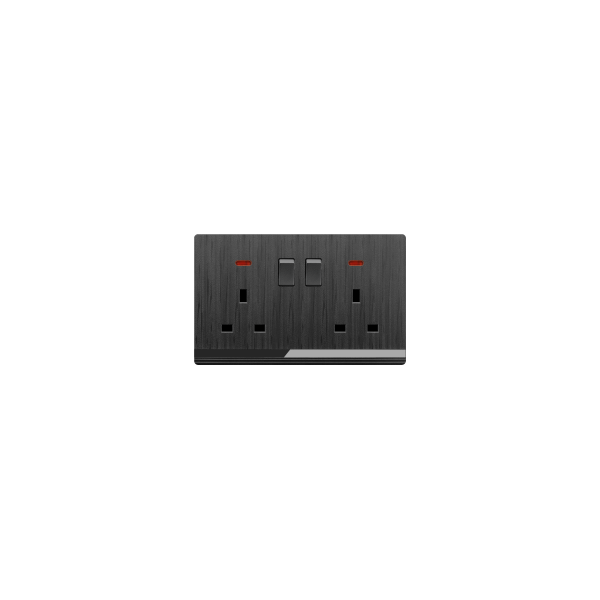 DOUBLE 13A SOCKET WITH SWITCH-BLACK SERIES