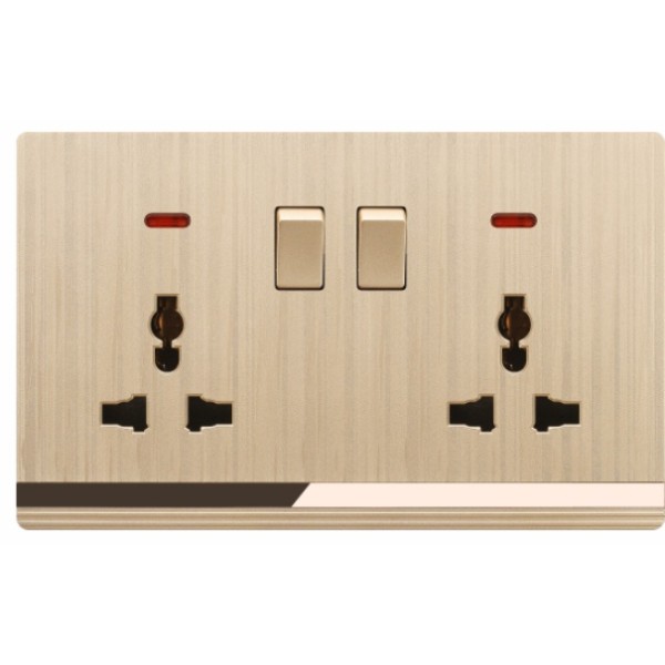 DOUBLE MF SOCKET WITH SWITCH-CHAMPAIGN GOLDEN SERIES