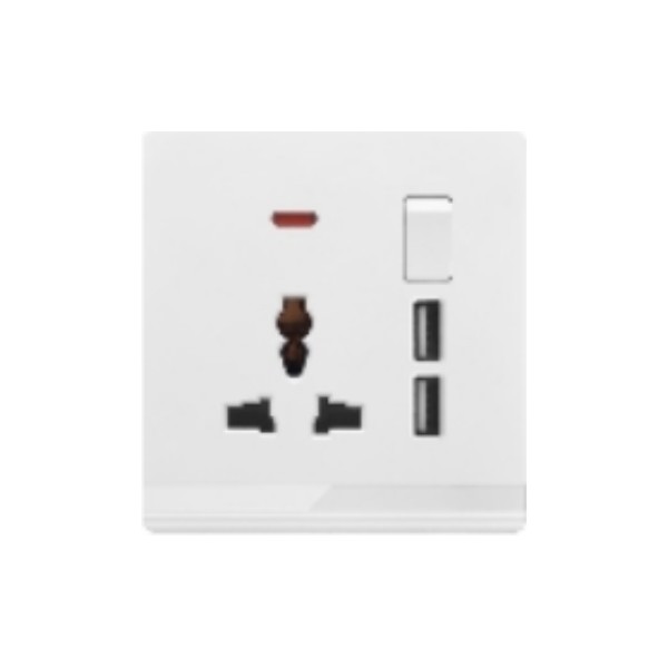 SINGLE MF SOCKET WITH 2 USB-IVORY SERIES