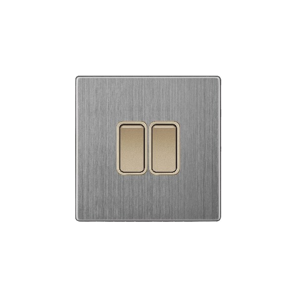 SMALL 2 GANG 2 WAY SWITCH-GOLDEN STAINLESS
