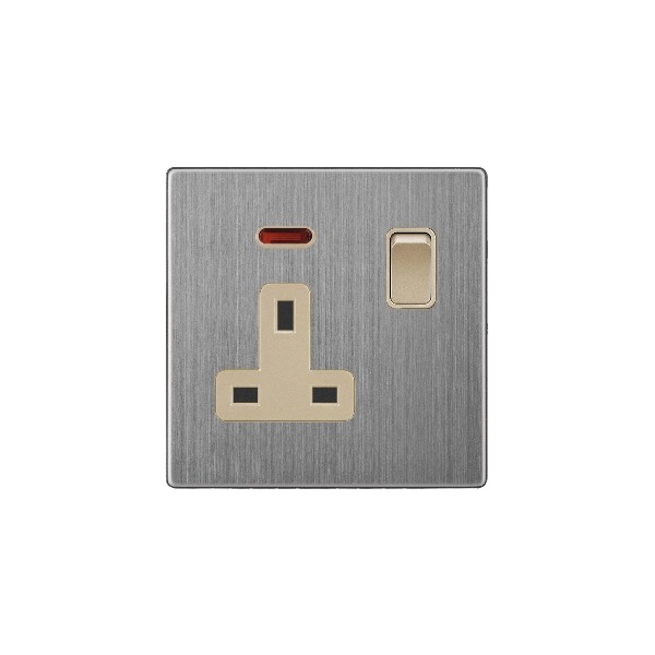 13A SOCKET WITH SWITCH-GOLDEN STAINLESS