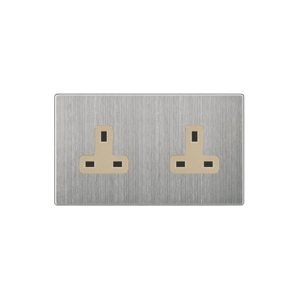 DOUBLE 13A SOCKET-GOLDEN STAINLESS