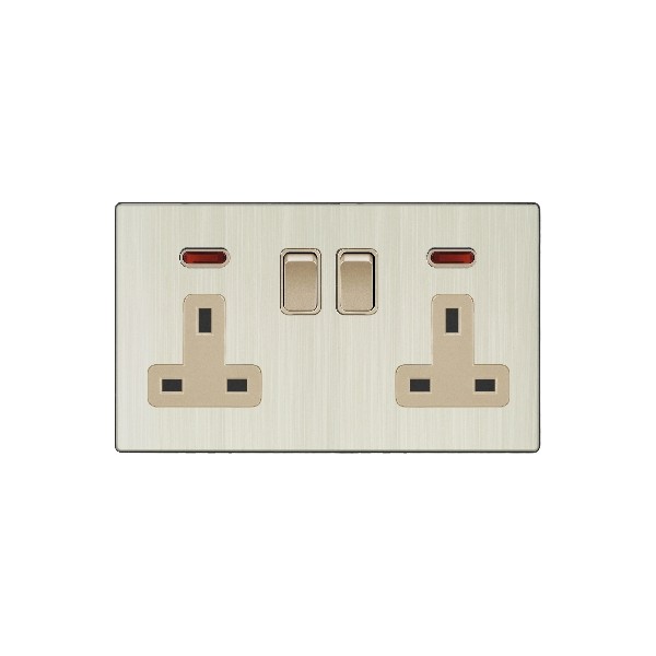 DOUBLE 13A SOCKET WITH SWITCH-GOLDEN ALUMINUM