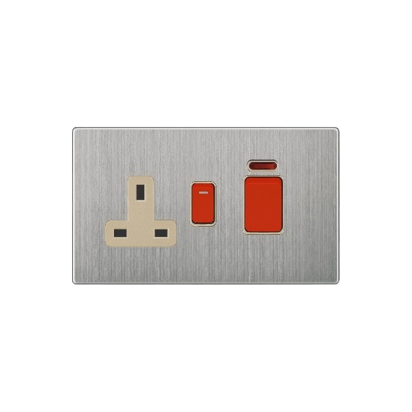 45A COOKER AND 13A SOCKET-GOLDEN STAINLESS