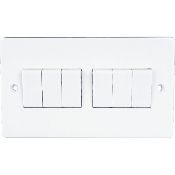 10A 6 GANG 2 WAY PLATE SWITCH