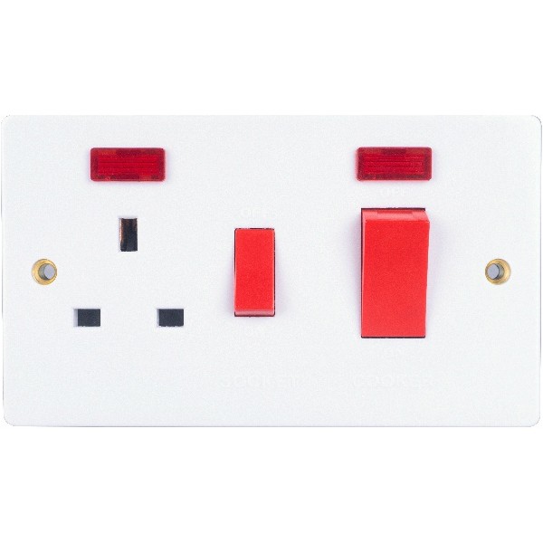 45A SWITCH + NEON + 13A SWITCHED SOCKET + NEON