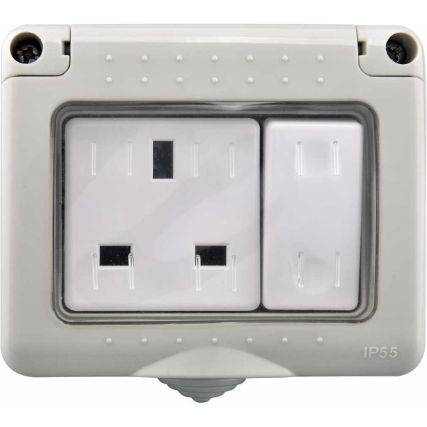 1 GANG SWITCH WITH 13A SOCKET WEATHERPROOF IP55