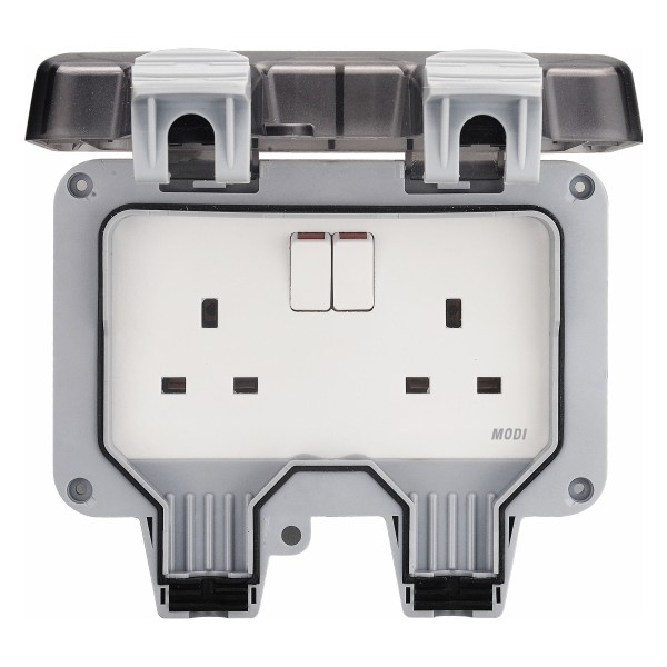 DOUBLE SWITCHED 13A OUTDOOR SOCKET WEATHERPROOF IP66