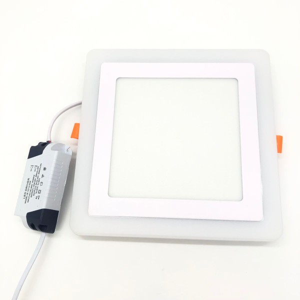 TWO COLOR PANEL LIGHT-12+4WATTS-RECESSED SQUARE-WHITE+BLUE