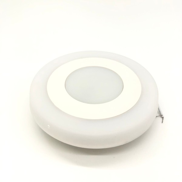 TWO COLOR PANEL LIGHT-3+3WATTS-RECESSED ROUND-WHITE+BLUE
