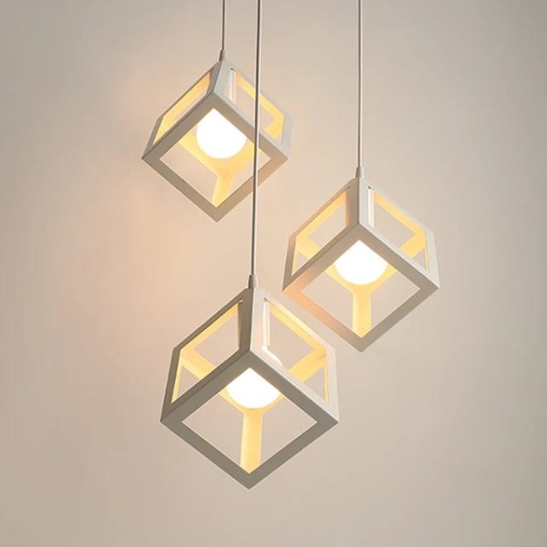 SQUARE CLASSIC CEILING HANGING PENDANT LIGHT-WHITE BODY-3PCS