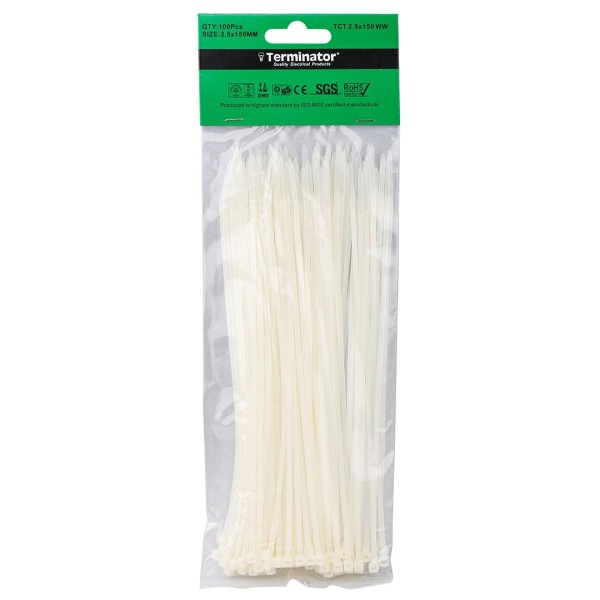 CABLE TIES IN WHITE COLOR-2.5X150MM