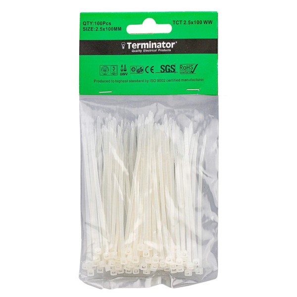 CABLE TIES IN WHITE COLOR-2.5X100MM
