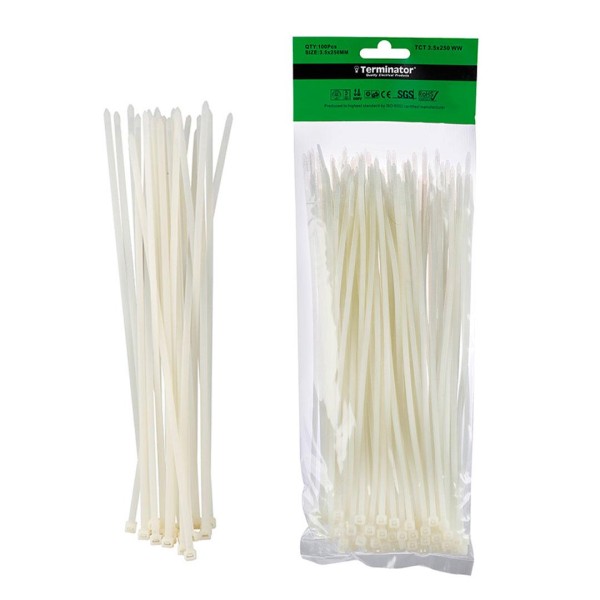 CABLE TIES IN WHITE COLOR-3.5X250MM