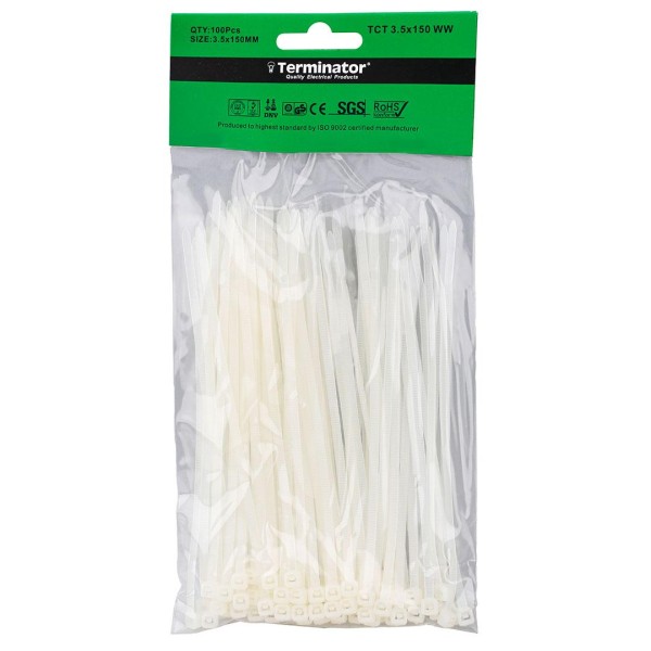 CABLE TIES IN WHITE COLOR-3.5X150MM