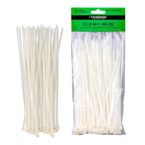 CABLE TIES IN WHITE COLOR-4.8X200MM