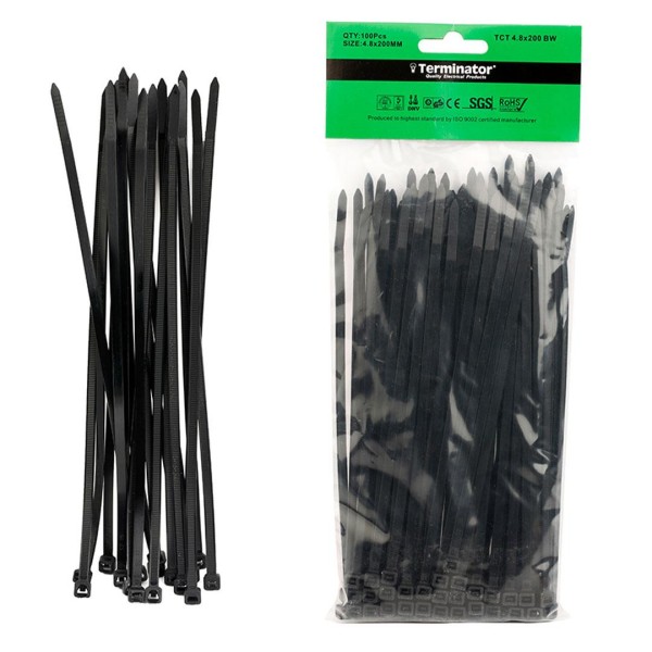 CABLE TIES IN BLACK COLOR-4.8X200MM