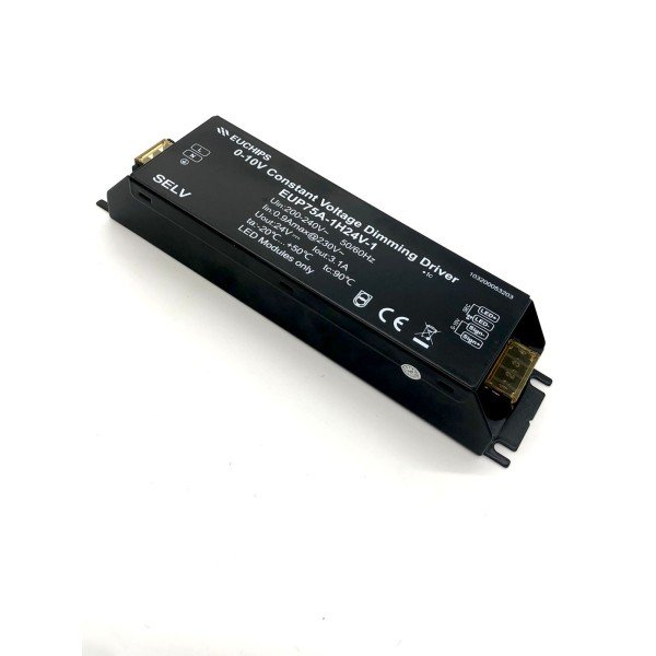 EUCHIPS 75W 24VDC DALI CV Dimming Driver EUP75D-1H24V-0