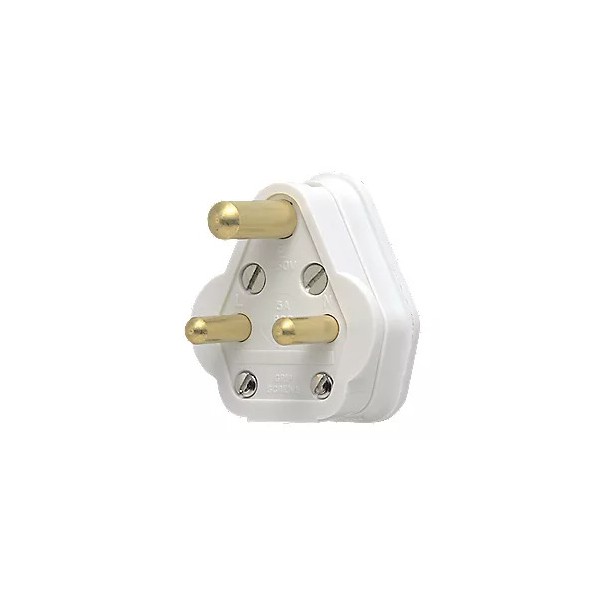 5A UNFUSED ROUND PIN PLUG-WHITE