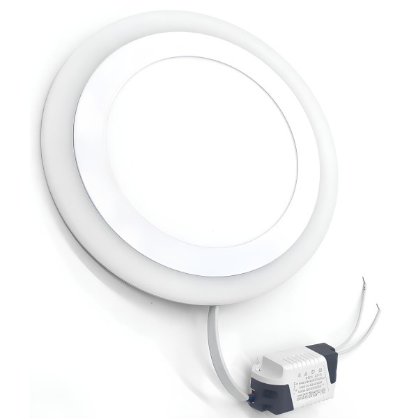 TWO COLOR PANEL LIGHT-12+6WATTS-RECESSED ROUND-WHITE+BLUE