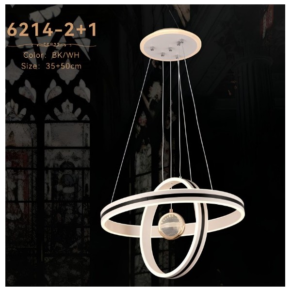 DOUBLE-RING MODERN LED DECORATIVE CHANDELIER-140W-BK/WH-3COLOR