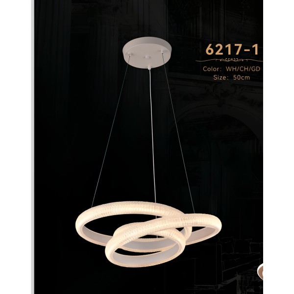 MODERN SEAMLESS CURVES LED RING CHANDELIER-60W-WH/CH/GD-3COLOR