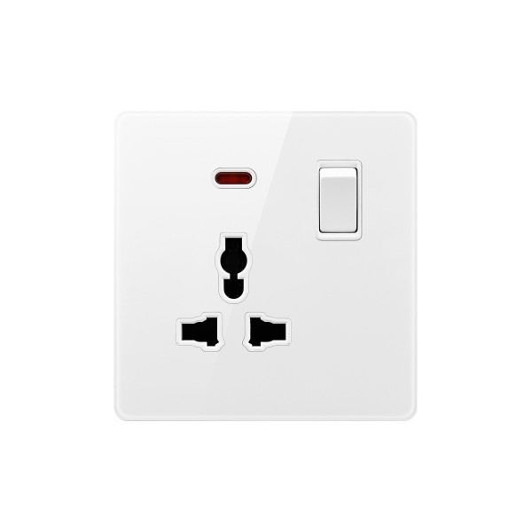 MULTI-FUNCTION SOCKET WITH SWITCH/NEON-GLASS WHITE