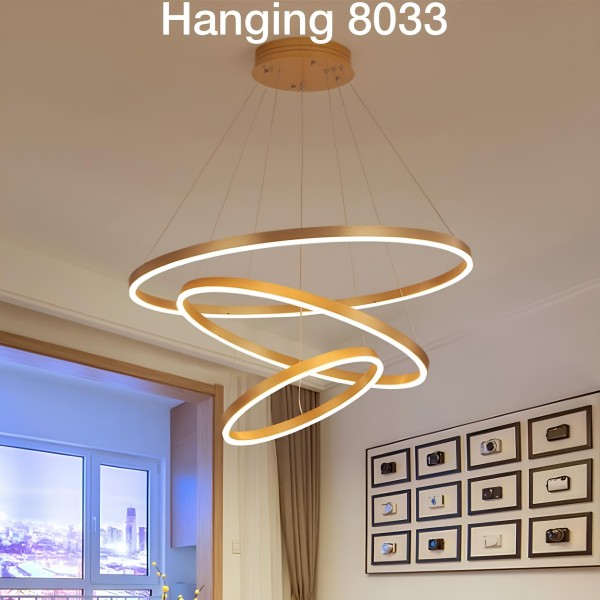 CIRC-TRIO TRIPLE RING LED CHANDELIER-140W-GD BODY-3COLOR