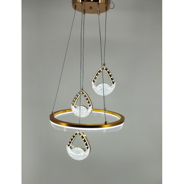 MODERN DESIGN GOLDEN FINISH LED PENDANT LAMP CHANDELIER 3-COLOR