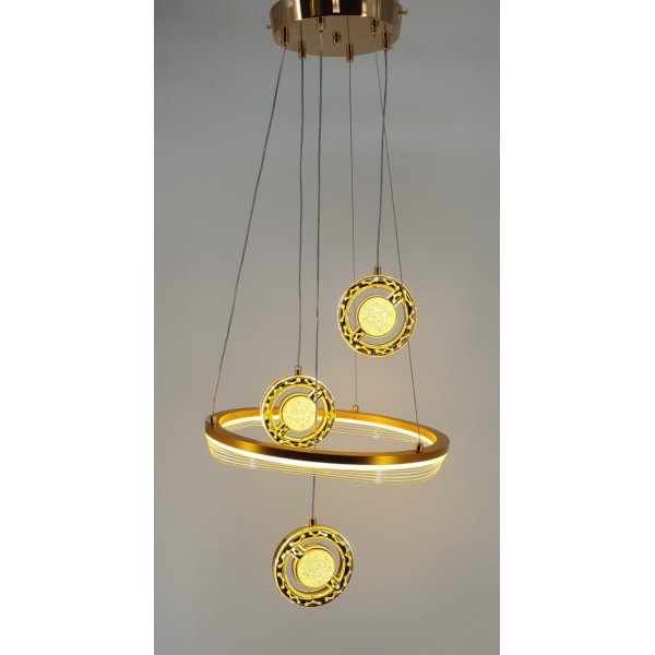 MODERN DESIGN GOLDEN FINISH LED PENDANT LAMP CHANDELIER 3-COLOR