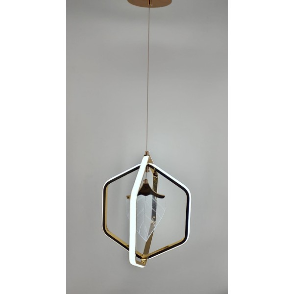 MODERN HEXAGON SHAPE ELECTRO-GILDING GOLD LED CHANDELIER 3-COLOR