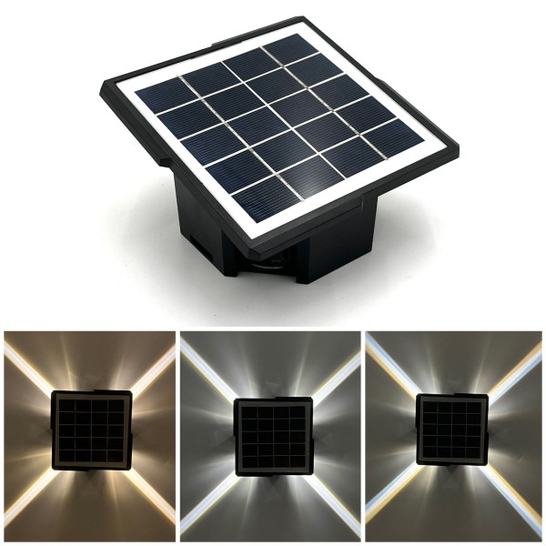 SOLAR WALL LIGHT-3WATTS*4-WHITE+WARM WHITE-IP65