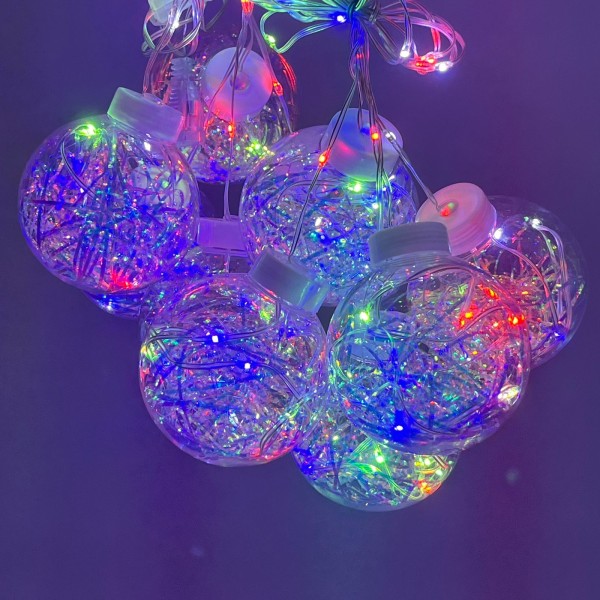 10BALLS 8 FLASHING MODES BALL CURTAIN STRING LIGHTS-MULTICOLOR