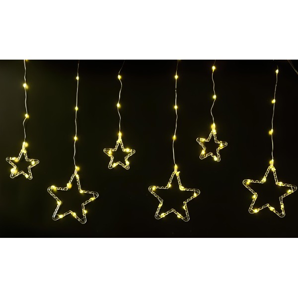 STAR LED CURTAIN LIGHTS WITH 8 FLASHING MODES 3M-WARM WHITE