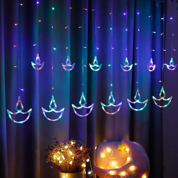 MULTICOLOR DIYA LED CURTAIN LIGHTS WITH 8 FLASHING MODES 3M