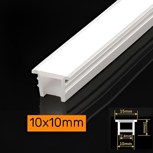 RECESSED FLEXIBLE SILICONE LED PROFILE 10X10MM