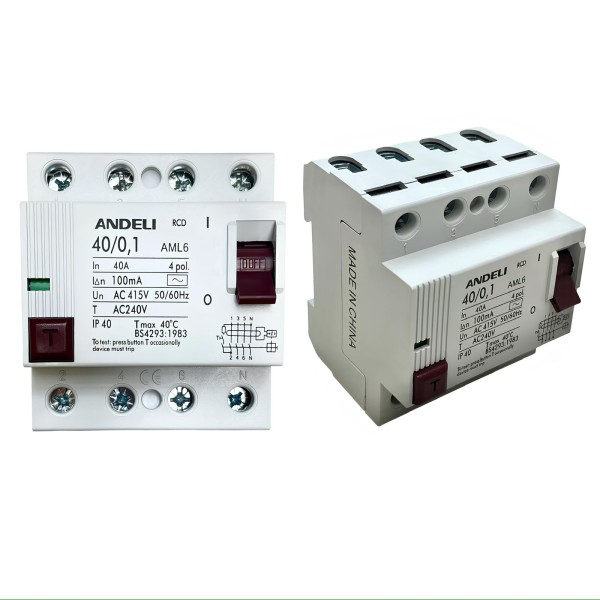 ANDELI RESIDUAL CURRENT DEVICE (RCD) AML6-4P-40A-100mA