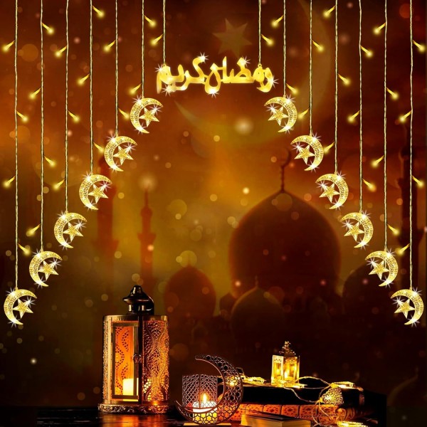 MOON STAR RAMADAN DECORATION LIGHTS WITH 8 MODES