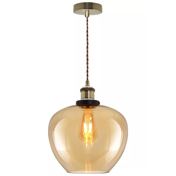 Vintage Smoked Gold Glass Shade Chandelier Pendant 300mm