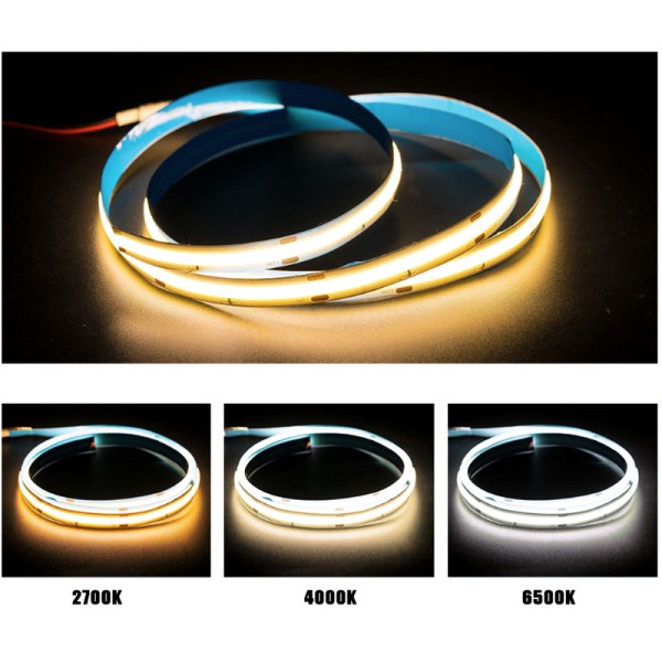 576LEDs/M DC24V COB Dual Color LED Strip Light 2700K-6500K 10mm