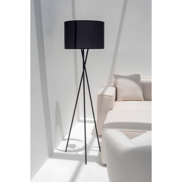 Black Mid-Century Tripod Floor Lamp with E27 Lamp Holder