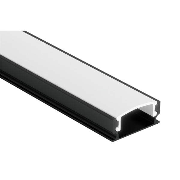 ANODIZED ALUMINUM PROFILE WITH DIFFUSED COVER 16.7X6.5mm