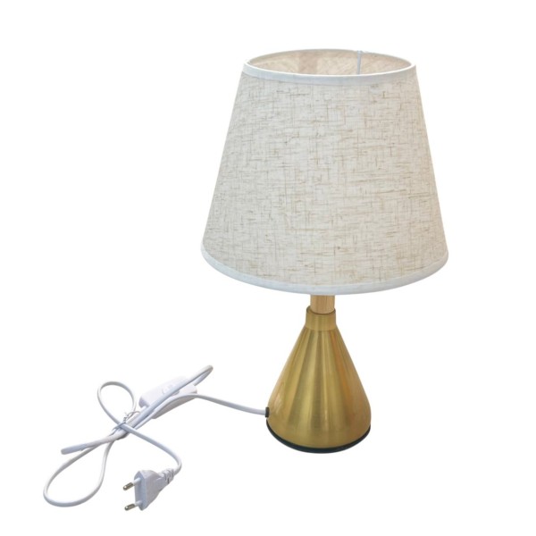 Gold 340mm Tall Table Lamp with Textured Fabric Shade - E27
