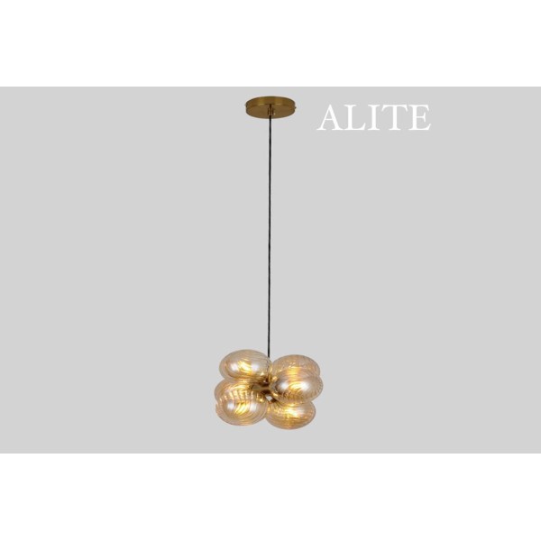 Nordic Bubble Ball Swirled Modern Chandelier Gold Glass, 6-Light