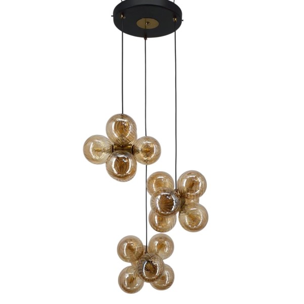 Nordic Bubble Ball Swirled Modern Chandelier Gold Glass 18-Light