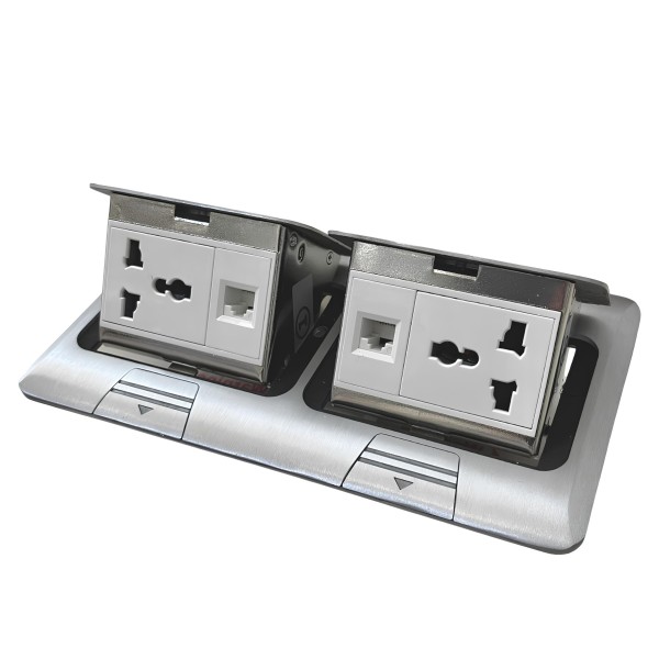 Multi Socket with Computer Decorative Floor Socket - Silver