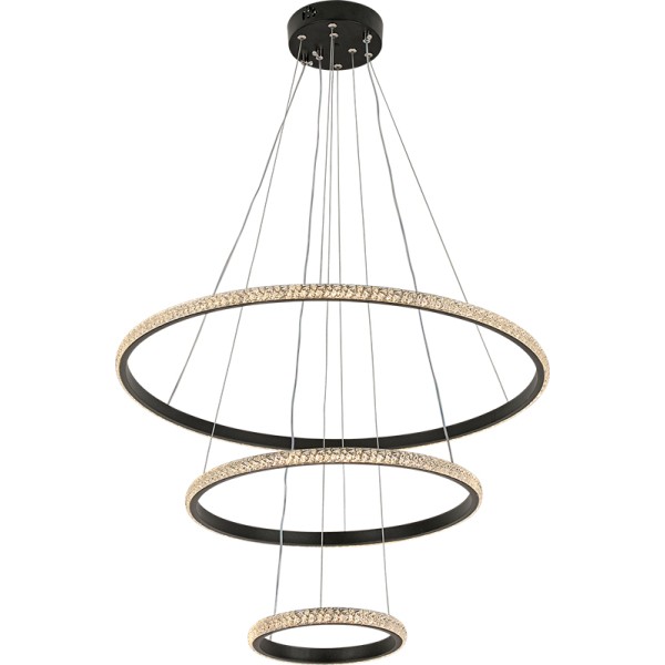 3-Ring LED Pendant Light 110W Black Body 3Color 20+40+60CM
