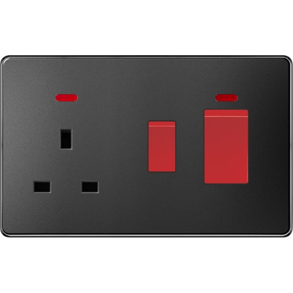 45A COOKER WITH 13A SOCKET - BLACK