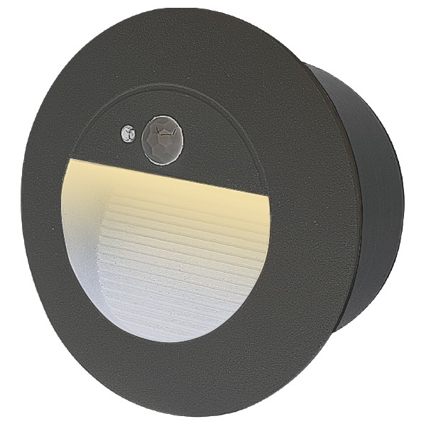 LED Wall Light with Motion Sensor 5W Round Shape BK Body 3000K