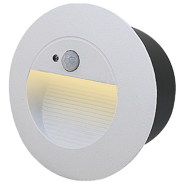 LED Wall Light with Motion Sensor 5W Round Shape WH Body 30000K